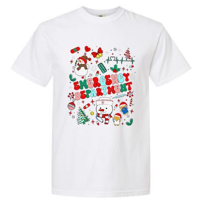 Emergency Department Christmas Ed Tech Nurse Snowman Xmas Garment-Dyed Heavyweight T-Shirt