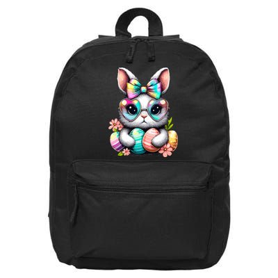 Easter Day Cute Rabbit Face Tie Dye Eggs Girl Bunny  16 in Basic Backpack