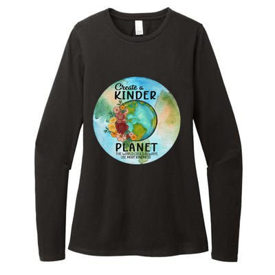 Earth Day Create A Kinder Planet Global Warming Climate Boho Gift Womens CVC Long Sleeve Shirt