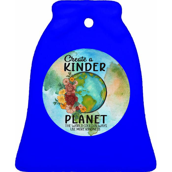 Earth Day Create A Kinder Planet Global Warming Climate Boho Gift Ceramic Bell Ornament