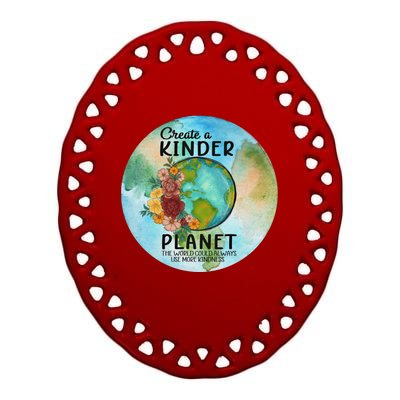 Earth Day Create A Kinder Planet Global Warming Climate Boho Gift Ceramic Oval Ornament