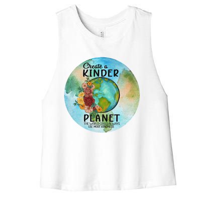 Earth Day Create A Kinder Planet Global Warming Climate Boho Gift Women's Racerback Cropped Tank