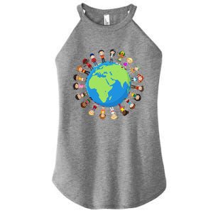 Earth Day Children Around The World Environ Talist Long Sleeve Women's Perfect Tri Rocker Tank