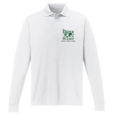 Earth Day Create A Kinder Planet Be Kind To The Planet Environmental Awareness Performance Long Sleeve Polo