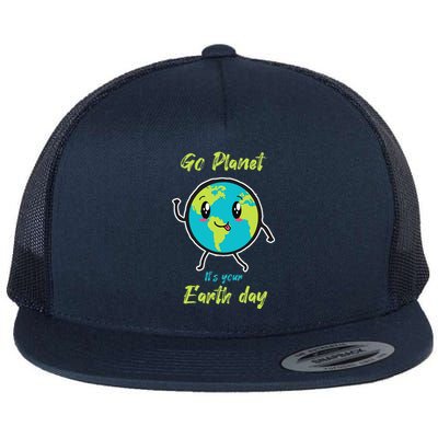 Earth Dayn Cute Earth Day Flat Bill Trucker Hat