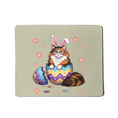 Easter Day Cat Bunny Ears Eggs Easter Rabbit Mousepad