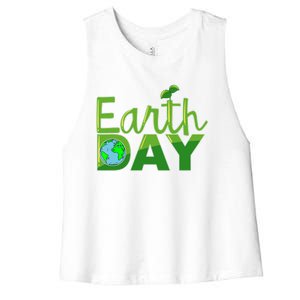 Earth Day Cute Save The Planet Nature Meaningful Gift Women's Racerback Cropped Tank