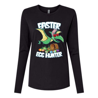 Easter Dinosaur Cute Gift Egg Hunter Bunny Ears Pterodactyl Funny Gift Womens Cotton Relaxed Long Sleeve T-Shirt