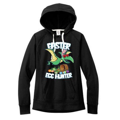 Easter Dinosaur Cute Gift Egg Hunter Bunny Ears Pterodactyl Funny Gift Women's Fleece Hoodie