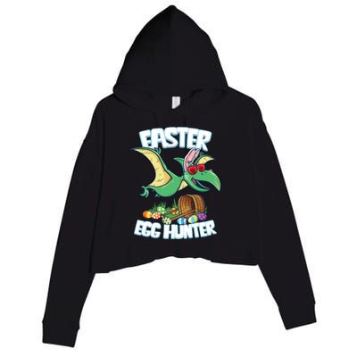 Easter Dinosaur Cute Gift Egg Hunter Bunny Ears Pterodactyl Funny Gift Crop Fleece Hoodie