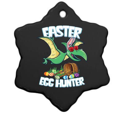 Easter Dinosaur Cute Gift Egg Hunter Bunny Ears Pterodactyl Funny Gift Ceramic Star Ornament