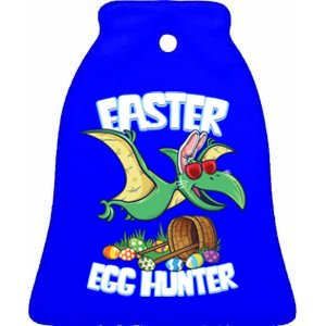 Easter Dinosaur Cute Gift Egg Hunter Bunny Ears Pterodactyl Funny Gift Ceramic Bell Ornament