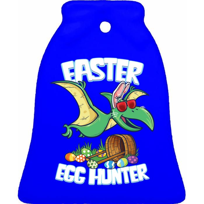 Easter Dinosaur Cute Gift Egg Hunter Bunny Ears Pterodactyl Funny Gift Ceramic Bell Ornament