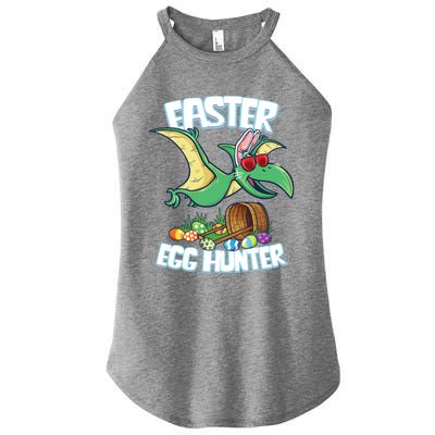 Easter Dinosaur Cute Gift Egg Hunter Bunny Ears Pterodactyl Funny Gift Women's Perfect Tri Rocker Tank