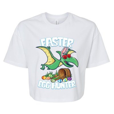 Easter Dinosaur Cute Gift Egg Hunter Bunny Ears Pterodactyl Funny Gift Bella+Canvas Jersey Crop Tee