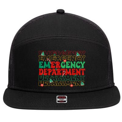 Emergency Department Christmas Ed Er Nurse Crew 7 Panel Mesh Trucker Snapback Hat