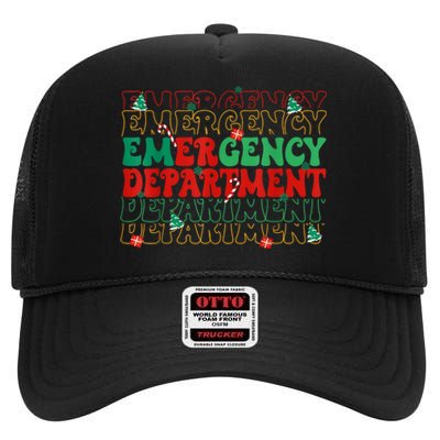 Emergency Department Christmas Ed Er Nurse Crew High Crown Mesh Back Trucker Hat