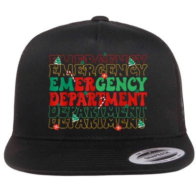 Emergency Department Christmas Ed Er Nurse Crew Flat Bill Trucker Hat