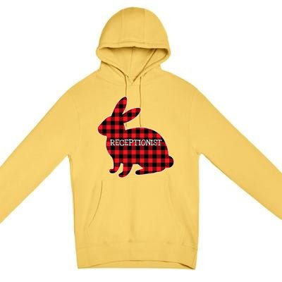 Easter Day Costume Red Plaid Bunny Graphic Receptionist Gift Premium Pullover Hoodie