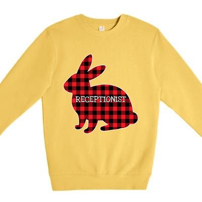 Easter Day Costume Red Plaid Bunny Graphic Receptionist Gift Premium Crewneck Sweatshirt