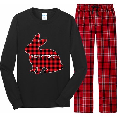 Easter Day Costume Red Plaid Bunny Graphic Receptionist Gift Long Sleeve Pajama Set