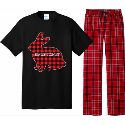 Easter Day Costume Red Plaid Bunny Graphic Receptionist Gift Pajama Set