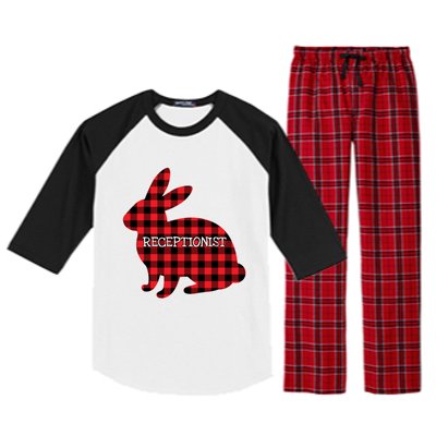 Easter Day Costume Red Plaid Bunny Graphic Receptionist Gift Raglan Sleeve Pajama Set