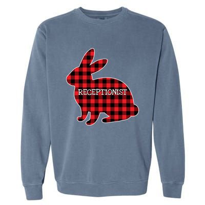 Easter Day Costume Red Plaid Bunny Graphic Receptionist Gift Garment-Dyed Sweatshirt