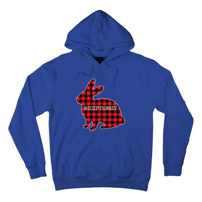 Easter Day Costume Red Plaid Bunny Graphic Receptionist Gift Hoodie