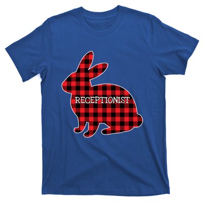 Easter Day Costume Red Plaid Bunny Graphic Receptionist Gift T-Shirt