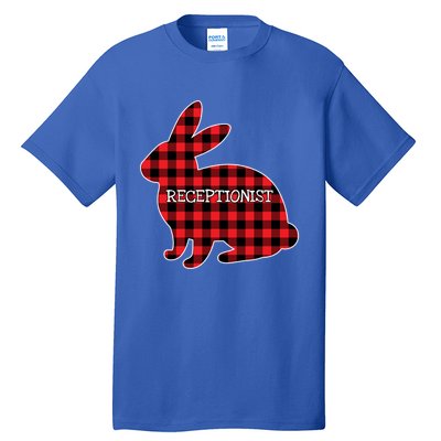 Easter Day Costume Red Plaid Bunny Graphic Receptionist Gift Tall T-Shirt