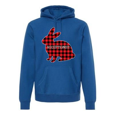 Easter Day Costume Red Plaid Bunny Graphic Receptionist Gift Premium Hoodie