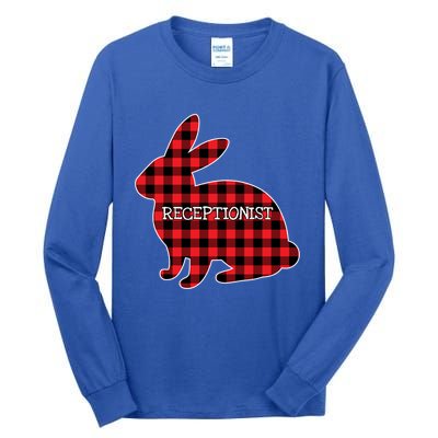 Easter Day Costume Red Plaid Bunny Graphic Receptionist Gift Tall Long Sleeve T-Shirt