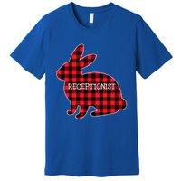 Easter Day Costume Red Plaid Bunny Graphic Receptionist Gift Premium T-Shirt