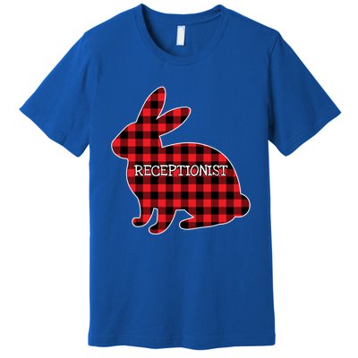 Easter Day Costume Red Plaid Bunny Graphic Receptionist Gift Premium T-Shirt