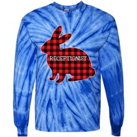 Easter Day Costume Red Plaid Bunny Graphic Receptionist Gift Tie-Dye Long Sleeve Shirt