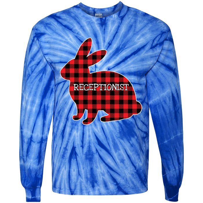 Easter Day Costume Red Plaid Bunny Graphic Receptionist Gift Tie-Dye Long Sleeve Shirt