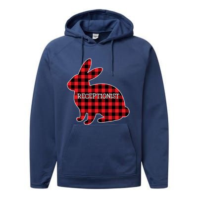 Easter Day Costume Red Plaid Bunny Graphic Receptionist Gift Performance Fleece Hoodie