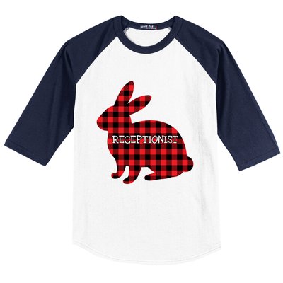 Easter Day Costume Red Plaid Bunny Graphic Receptionist Gift Baseball Sleeve Shirt