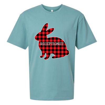 Easter Day Costume Red Plaid Bunny Graphic Receptionist Gift Sueded Cloud Jersey T-Shirt