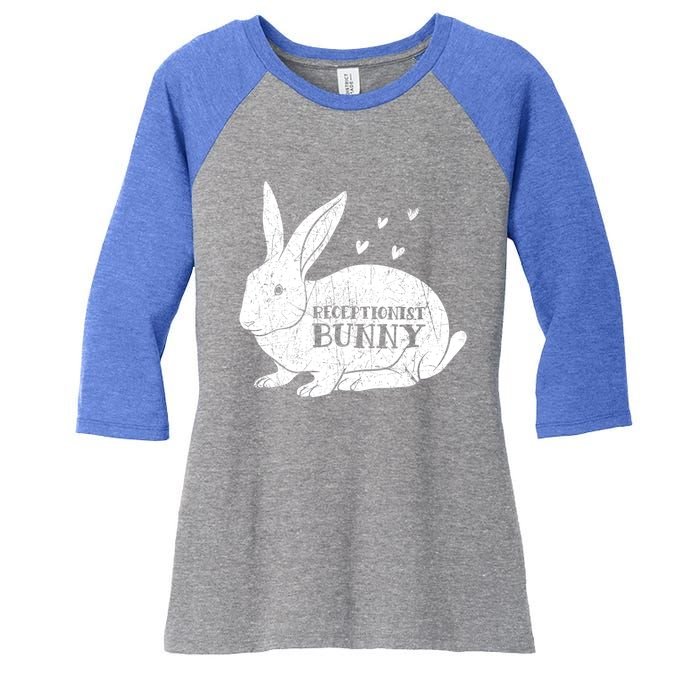 Easter Day Costume Vintage Bunny Graphic Receptionist Great Gift Women's Tri-Blend 3/4-Sleeve Raglan Shirt