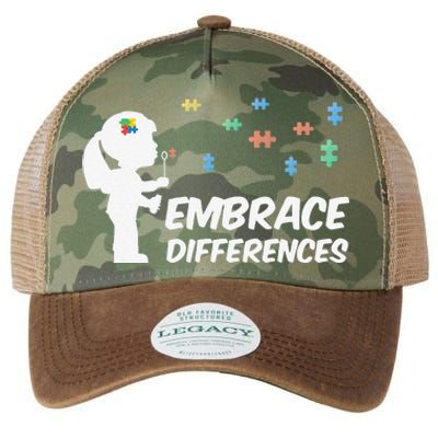 Embrace Differences Cute Gift Autism Awareness Legacy Tie Dye Trucker Hat