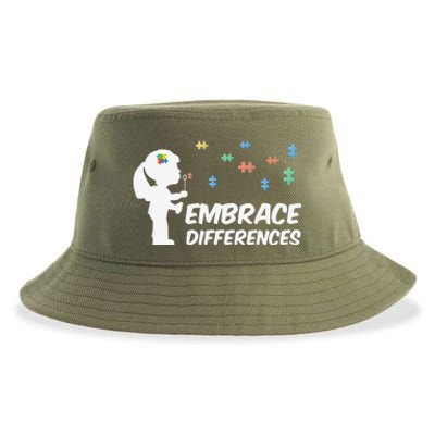 Embrace Differences Cute Gift Autism Awareness Sustainable Bucket Hat