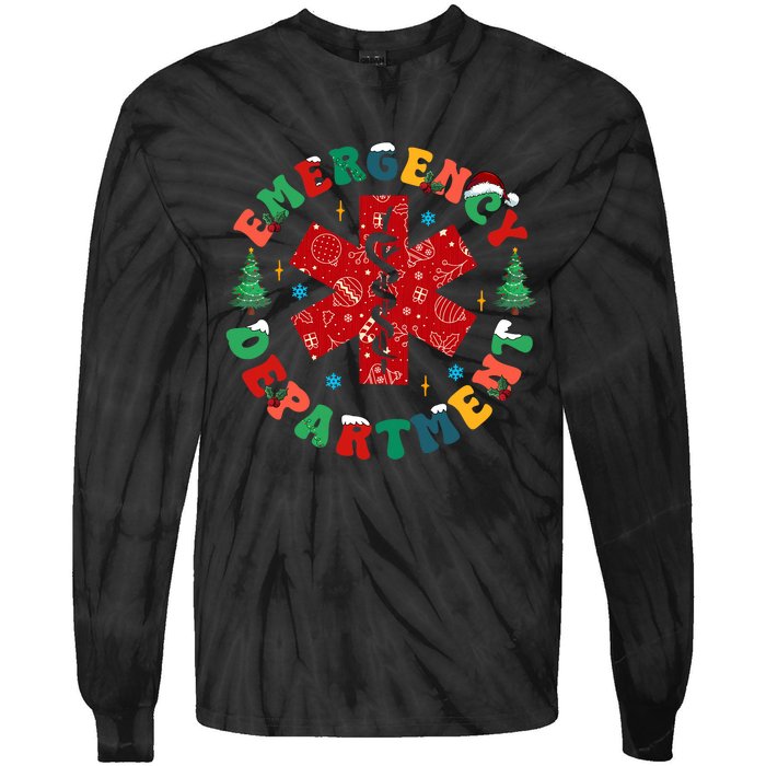 Emergency Department Christmas Ed Tech Nurse Merry Xmas Tie-Dye Long Sleeve Shirt