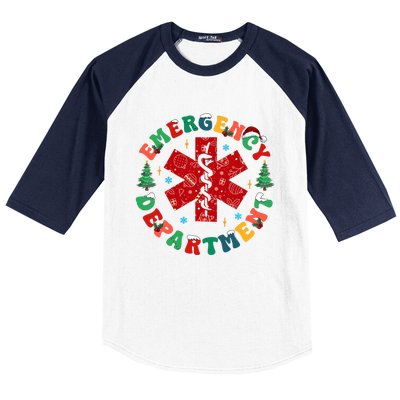 Emergency Department Christmas Ed Tech Nurse Merry Xmas Baseball Sleeve Shirt