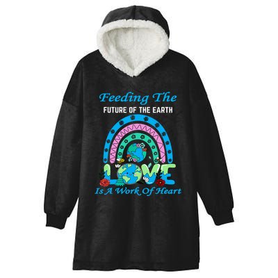 Earth Day Chef Lunch Lady Feeding Is A Work Of Heart Hooded Wearable Blanket