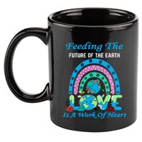 Earth Day Chef Lunch Lady Feeding Is A Work Of Heart 11oz C Handle Ceramic Mug