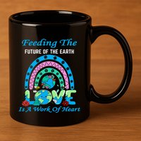 Earth Day Chef Lunch Lady Feeding Is A Work Of Heart 11oz C Handle Ceramic Mug