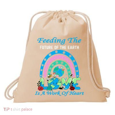 Earth Day Chef Lunch Lady Feeding Is A Work Of Heart Drawstring Bag