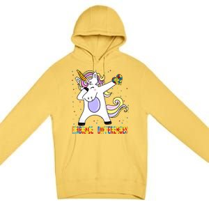 Embrace Differences Dabbing Unicorn Autism Awareness Gift Premium Pullover Hoodie